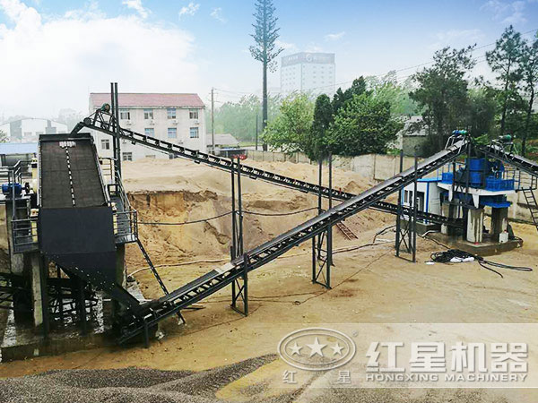 鹅卵石碎砂机时产20方生产现场